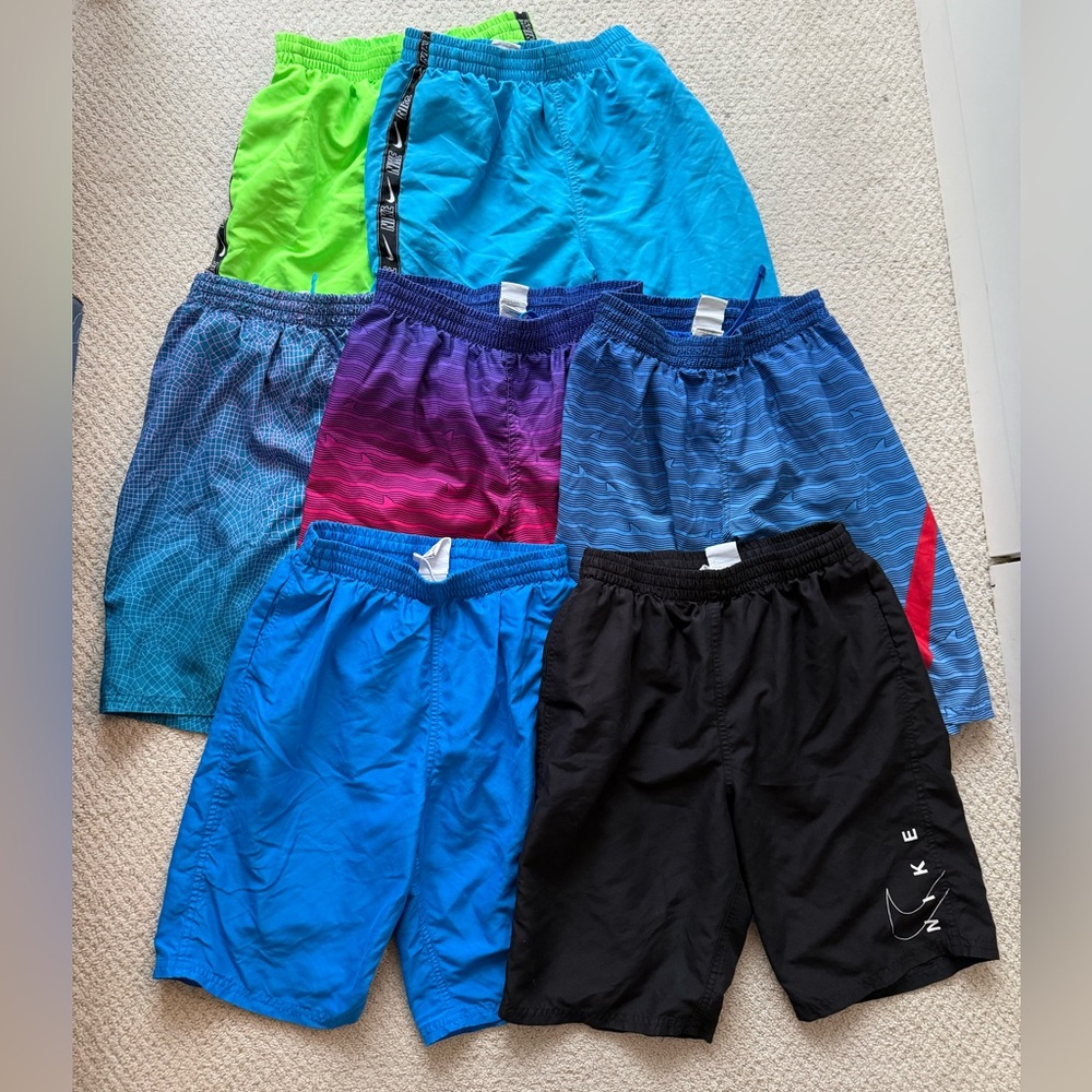 Nike Boys Swim trunks bathing suit Lined Volley Shorts size XL bundle of 7 pairs